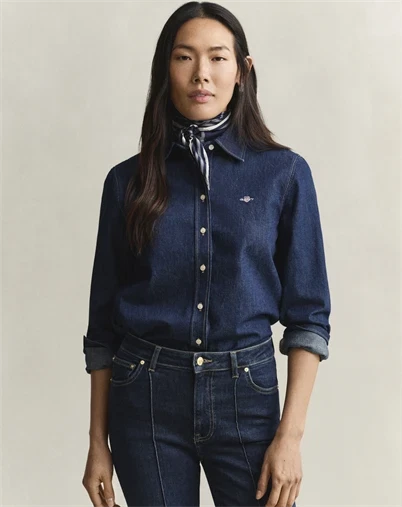 Gant - Reg Denim Skjorte - Dark Blue Raw